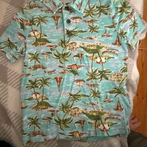 Old Navy Blue Tropical Print Shirt